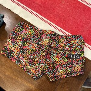 Fleo Women's Multicolor Confetti Athletic Shorts Low Rise Contour